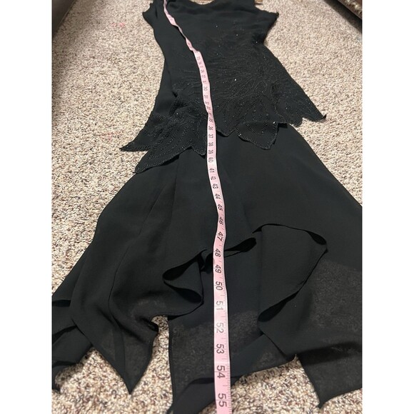 Vintage Studio 80’s Beaded 2 Layers Black Formal Maxi Goth Whimsical Dress Sz M - Picture 7 of 8
